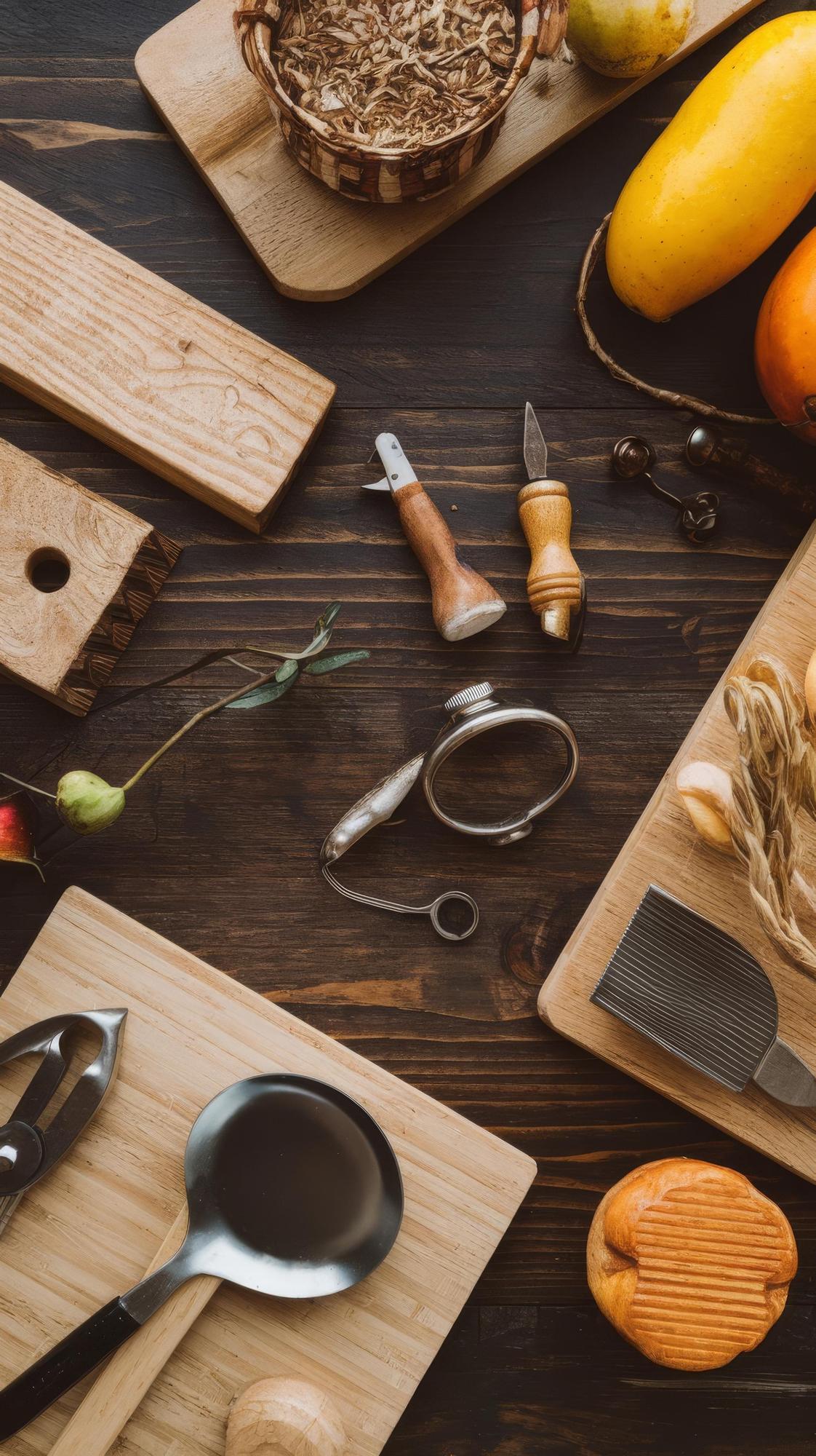 Table with ingredients and kitchen tools